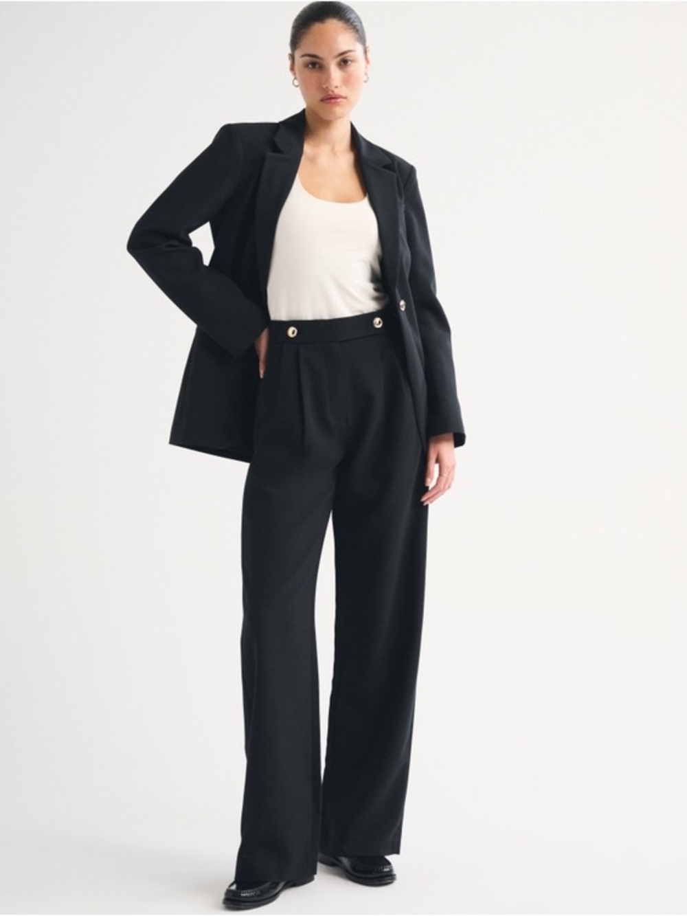 Abercrombie sloane Wide-Leg High-Rise Black Dress Pants for Women size 31R